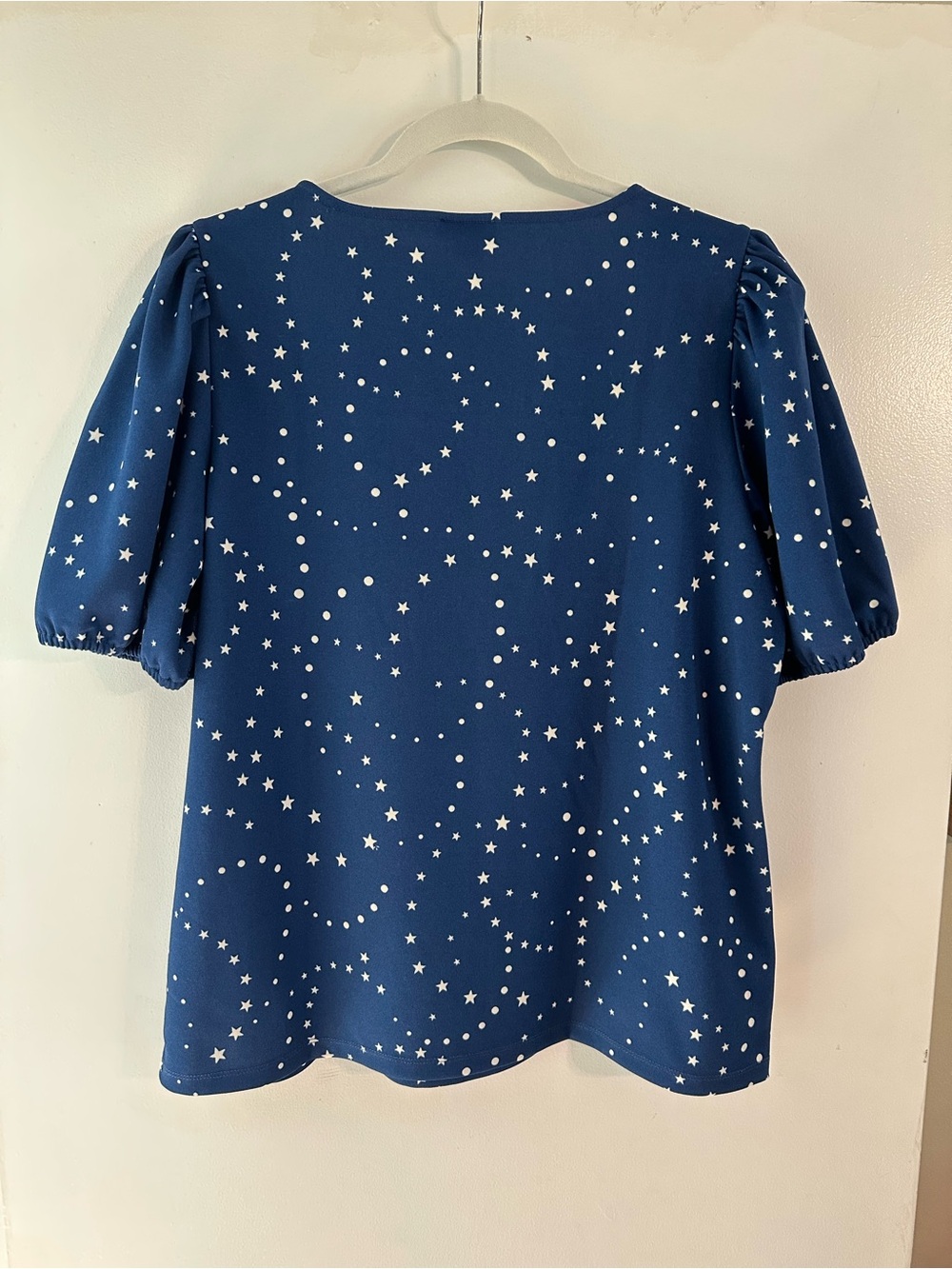 Ann Taylor Factory Starprint Square Neck Puff Sleeve Blouse - Picture 2 of 7